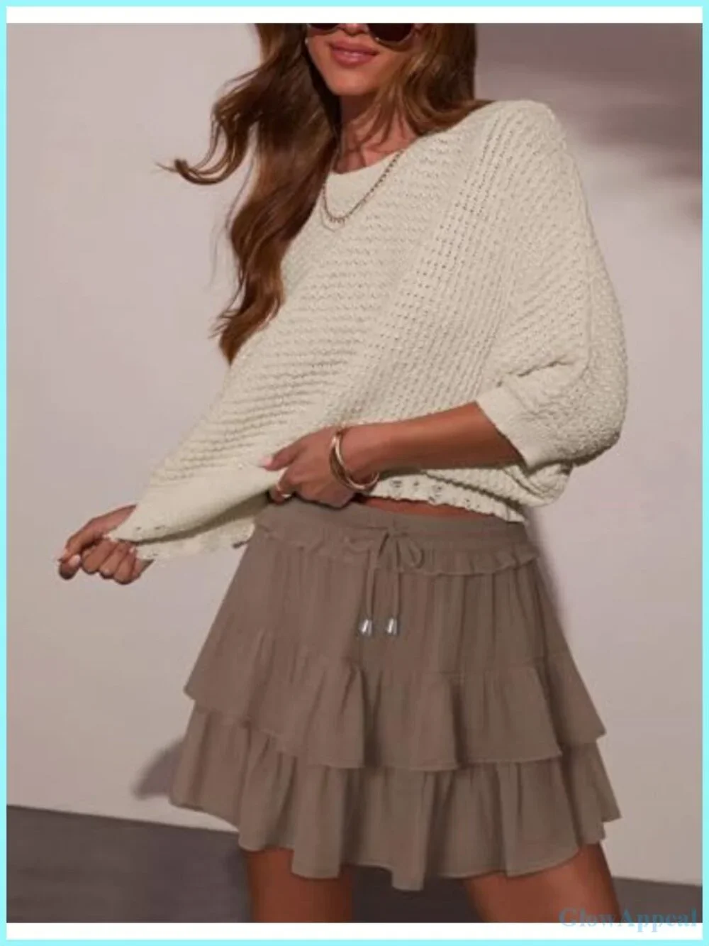 Women's Ruffle Skort with Double Layer Flowy Design Cotton Blend Active Tennis